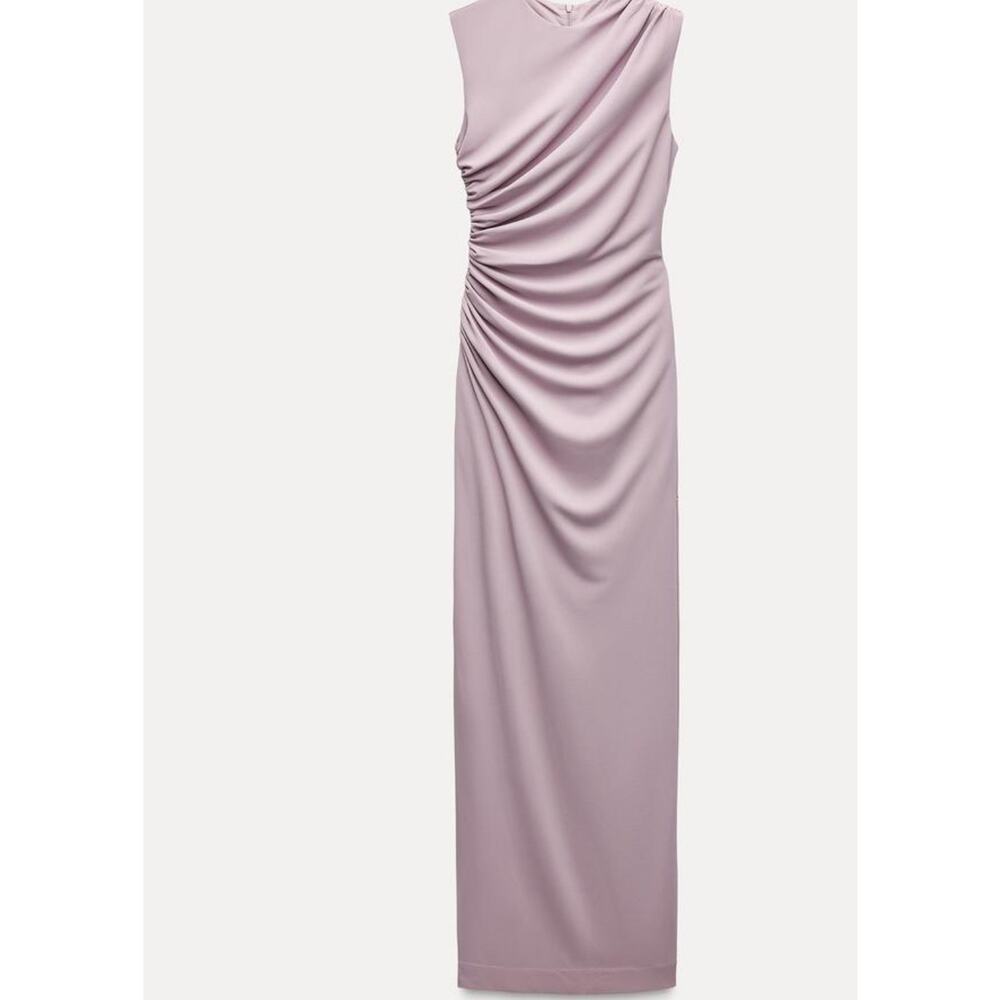 Zara Mauve Draped Midi Dress